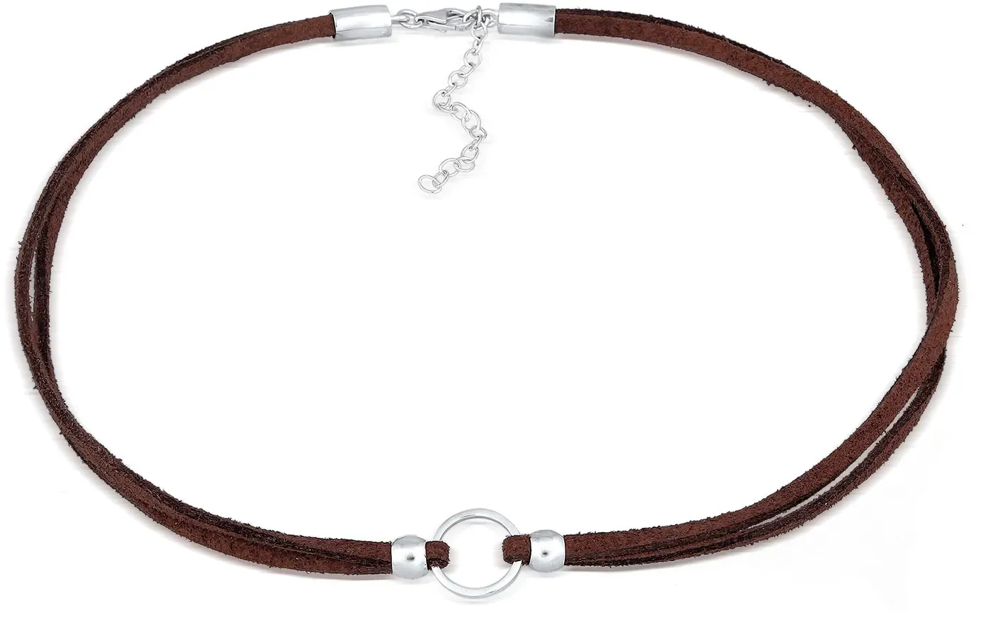 Elli Choker »Halskette Halsband Braun Choker mit Kreis 925 Silber« Elli Silber 36