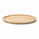 Continenta ovales Serviertablett aus Gummibaumholz, Holz-Servierschale, Brotzeitplatte mit erhöhtem Rand, Größe: 36,5 x 25 cm, 1 Stück