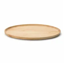 Continenta ovales Serviertablett aus Gummibaumholz, Holz-Servierschale, Brotzeitplatte mit erhöhtem Rand, Größe: 36,5 x 25 cm, 1 Stück