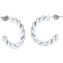 Paar Creolen FIRETTI "Schmuck Geschenk Edelstahl Ohrschmuck Ohrringe Twist Color", silber (weiß, edelstahlfarben), Ohrringe, Damen, Edelstahl