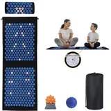 Loboo Idea XL Akupressurmatte und Kissen Set, Extra Lange Yoga Akupressurmatte Set zur Linderung von Nacken- und Rückenschmerzen, Stressabbau Geschenke für Mann und Frau (Blau, XL)