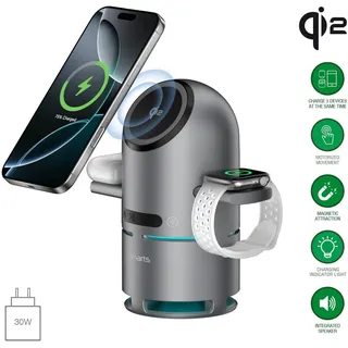 4smarts Qi2 Ladestation ChargeBot Sound inklusive Netzteil und Kabel, spacegrau