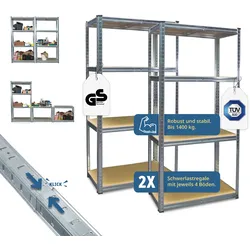 Grafner® Doppel Schwerlastregal 160x40x160cm Werkstattregal 1400kg Traglast Steckregal Lagerregal Ke