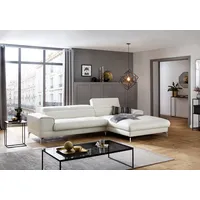Ecksofa W.SCHILLIG "piedroo, Designsofa mit tollem Sitzkomfort, bequem und elegant, L-Form", weiß (weiß z59), B:303cm H:70cm T:193cm, Longlife Xtra-Leder Z59: Glattleder mit modischer Prägung. Hautstärke 0, 9 - 1, 1 mm, Sofas, Kopfteilverstellung, wahlweise mit Sitztiefenverstellung, Breite 303cm