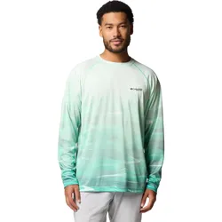 Columbia Super Terminal Tackle PFG Fade Long Sleeve glaze green, obsidian fotw permit (343) L
