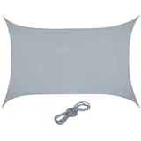Relaxdays Sonnensegel, 4 x 6 m, wasserabweisend, konkav, PES-Gewebe, Spannseile, Terrasse, Balkon, rechteckig, hellgrau