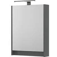 Planetmöbel Spiegelschrank mit LED-Beleuchtung Grau matt 50 cm