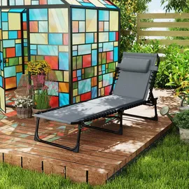 Outsunny Sonnenliege 189 x 68 x 36 cm Dunkelgrau
