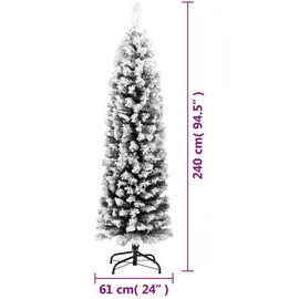 vidaXL Künstlicher Weihnachtsbaum Schlank mit Schnee Grün 240 cm PVC