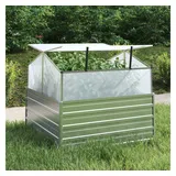 furnicato Garten-Hochbeet mit Gewächshaus 100 x 100 x 85 cm Silber