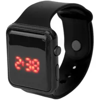 Kinder-Digitaluhr, Wasserdichtes Silikon-Armband, Kratzfest, LED-Bildschirm, Quadratische Form, Hintergrundbeleuchtung, Digitaluhr für Studenten(Schwarz)