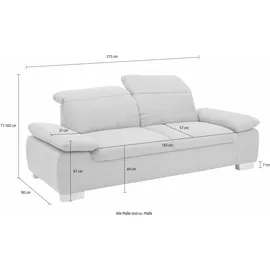 Home Affaire 2,5-Sitzer HOME AFFAIRE "Bergamo Multifunktions-Couch, elegant und komfortabel", silber, B:215cm H:77cm T:90cm, Chenille 100% Polyester;Struktur fein ( 100% Polyester);Luxus-Kunstleder;Struktur weich (100% Polyester), Sofas, mit Armlehn-und