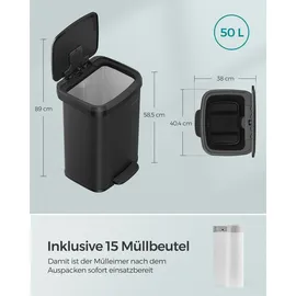 Songmics Mülleimer 50 l Schwarz