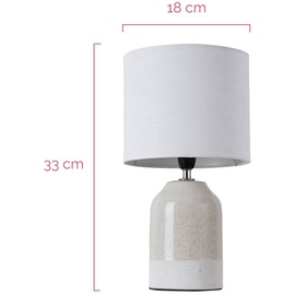 Pauleen Sandy Glow Tischleuchte max. 20W Tischlampe für E14 Lampen Nachttischlampe Beige Weiß 230V Keramik/Stoff ohne Leuchtmittel