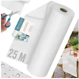 Kesser Vlies Tischläufer Modern 30cm x 25m Tischdekoration für Hochzeiten, Geburtstage, Taufen, Einschulung & wetterfest, Weiß