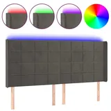 vidaXL LED Kopfteil Dunkelgrau 183x16x118/128 cm Samt
