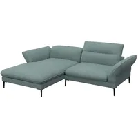 flexlux Ecksofa Salino, Funktionssofa mit Recamiere, Relaxsofa, Ecksofa, Sofa mit Arm- und Kopfteil-Verstellungen, Kaltschaum & Stahl-Wellen blau