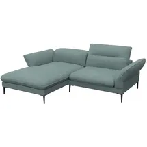 flexlux Ecksofa Salino, Funktionssofa mit Recamiere, Relaxsofa, Ecksofa, Sofa mit Arm- und Kopfteil-Verstellungen, Kaltschaum & Stahl-Wellen blau