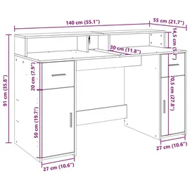 vidaXL Schreibtisch Räuchereiche braun