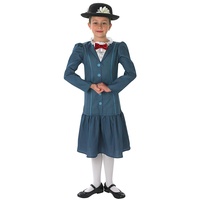 Offiziell Disney Mädchen Mary Poppins Reich Viktorianisch Buch Tag Woche Verkleidung Kleid Kostüm Outfit Alter 3-10 Jahre - Blau, Blau, 5-6 Years