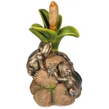 esotec Wasserspeier Figur Froschpaar auf Steinen mit Schlauch 1,5m, 25x46x24cm, 100742 braun|gelb|grün