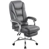 deluke DELUKE® Bürostuhl Grau, Leder, 68x118x64 cm, Arbeitszimmer, Bürostühle, Chefsessel