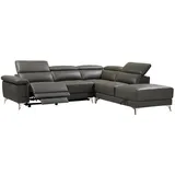 vente-unique Relaxsofa Ecksofa Leder elektrisch - Ecke Rechts - Anthrazit - pascaline