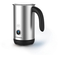 WESTINGHOUSE Milchaufschäumer Elektrisch Basic-Serie, 200 ml Fassungsvermögen, Antihaftbeschichtung, warmer und kalter Milchschaum, für Cappuccino, Latte Macchiato und Kakao, 360°Basis, silber