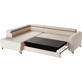 Sofnet Ecksofa mit Schlaffunktion und Bettkasten, Wohnlandschaft mit einstellbare Kopfstützen, Couch, Sofa, Bettsofa, Schlafsofa (Graphit (Kronos 22)