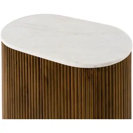 MASSIVMOEBEL24.DE Kommode Mango 65x38x76 braun lackiert / Marmor weiß BARCELONA #215