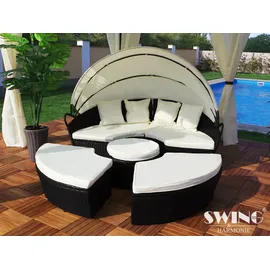 Swing&Harmonie LED - Sonneninsel Rattan Lounge Polyrattan Sitzgruppe Liege Insel inkl. Abdeckcover - versch. Ausführungen