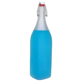 Mambocat 6er Set Vierkant-Bügelflaschen Swing 1L Frozen-Glas Essig Öl Milchglas Optik