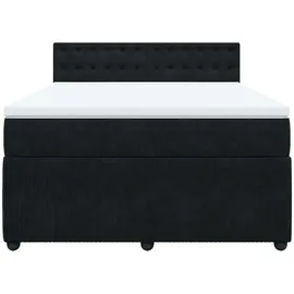 vidaXL Boxspringbett mit Matratze Schwarz 160x200 cm Samt