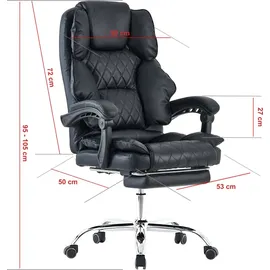 Trisens Bürostuhl mit Fußstütze und flexiblen 3-Punkt-Armlehnen - Schreibtischstuhl in Lederoptik mit Chrom-Base - ergonomischer Bürostuhl mit verstellbarer Rückenlehne