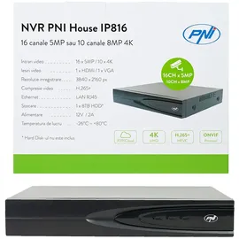 PNI NVR PNI House IP816 mit 16 Kanälen IP 5MP oder 10 Kanälen 8MP 4K