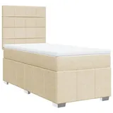 vidaXL Boxspringbett mit Matratze Creme 90x190 cm Stoff