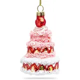 SIKORA BS467 Erdbeer Torte Christbaumschmuck Glas Figur Weihnachtsbaum Anhänger