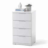 Stella Trading SMILLA Nachttisch in Weiß - Moderner Nachtschrank mit Schubladen und viel Stauraum - 46 x 79 x 42 cm (B/H/T)