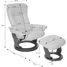 Robas Lund Relaxsessel Halifax Leder 86 x 105 x 82 cm Braun mit Hocker