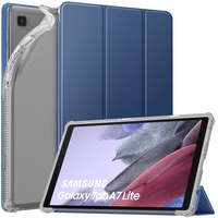 MoKo Hülle Kompatibel mit Samsung Galaxy Tab A7 Lite 8,7 Zoll 2021(SM-T225/T220/T227), Ultra Schlanke TPU Schutzhülle Weiche Transluzente Rückseite Smart Cover, Marineblau