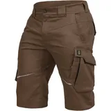 Leibwächter Arbeitsshorts Herren Flex-Line Cargoshorts, Bequeme Workwear, 290g/m2 (Arbeitsbekleidung) dehnbar durch Elastan (Spandex), Waschbar bis 60°C & trocknergeeignet braun|schwarz 52
