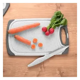 Gräwe Schneidebrett-Set, 4-teilig, inkl. Messer, Granit-Look, weiß