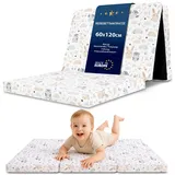 Klappmatratze Faltbare Reisebett Baby Matratze 60x120cm - Faltmatratze für Kinder Gästematratze klappbar Babymatratze Bodenmatratze Schlafmatratze und Reisematratze 60 x 120 cm Eulen