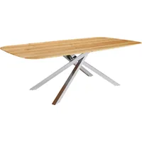 DeLife Esstisch Edge Boot 240x120x2,5-3 Eiche Natur Kreuzgestell Rechteck
