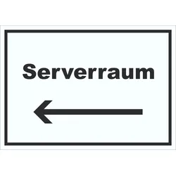 Serverraum Schild mit Text und Richtungspfeil links Computer IT PC waagerecht A1 (594x841mm)