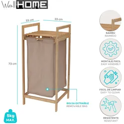 WellHome - Bambus Kühlkorb mit Ablage 33x33x73cm