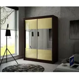 Schiebetürenschrank Kleiderschrank Schiebetür 200cm Kastanien-Wenge Glas - Braun