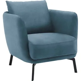 Schöner Wohnen Sessel "Pearl - 5 Jahre Hersteller-Garantie", blau (blaugrau), B:86cm H:68cm T:86cm, 100% Polyester, SCHÖNER WOHNEN-KOLLEKTION, Sessel, Maße (B/H/T): 86/68/86 cm, auch in Bouclé, Füße Metall