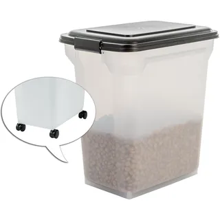 Iris Ohyama Hundefutter Aufbewahrung mit Rollen, 45L/15kg, Schwarz, Luftdichte Futterbox, Trockenfutter, Futterbehälter, Für Hunde, Katzen, Tierfutterbehälter, Schaufel, BPA-frei, Futtertonne, ATS-L