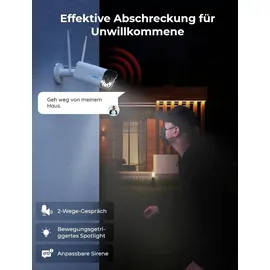 Reolink 4K WLAN Überwachungskamera Außenbereich,Innenbereich 8MP,Farbige Nachtsicht,2,4/5 GHz Dualband-WLAN,Intelligente Erkennung, - Weiß